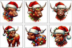 Christmas Highland Cow Clipart Bundle - CraftNest - Digital Crafting and Art