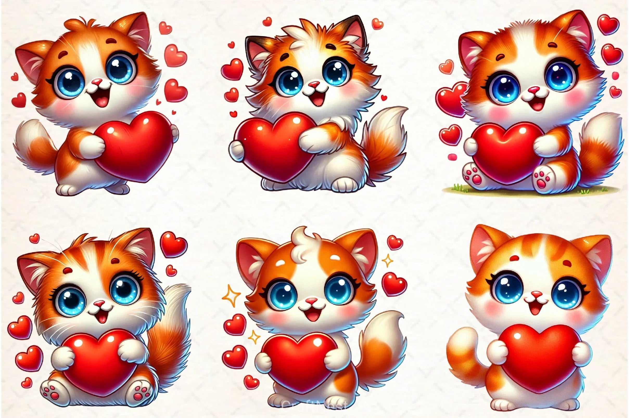 Valentine Cat Clipart Bundle - CraftNest - Digital Crafting and Art