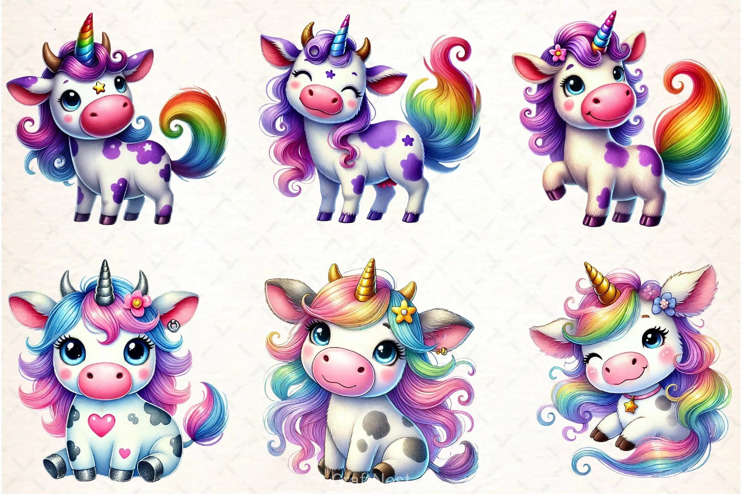 Unicorn Cow Clipart Bundle 19 - CraftNest - Digital Crafting and Art