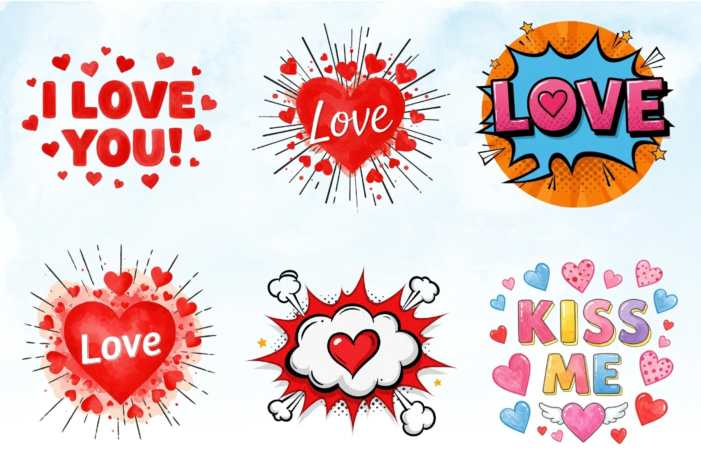 Pop Art Valentine Clipart Bundle - CraftNest - Digital Crafting and Art