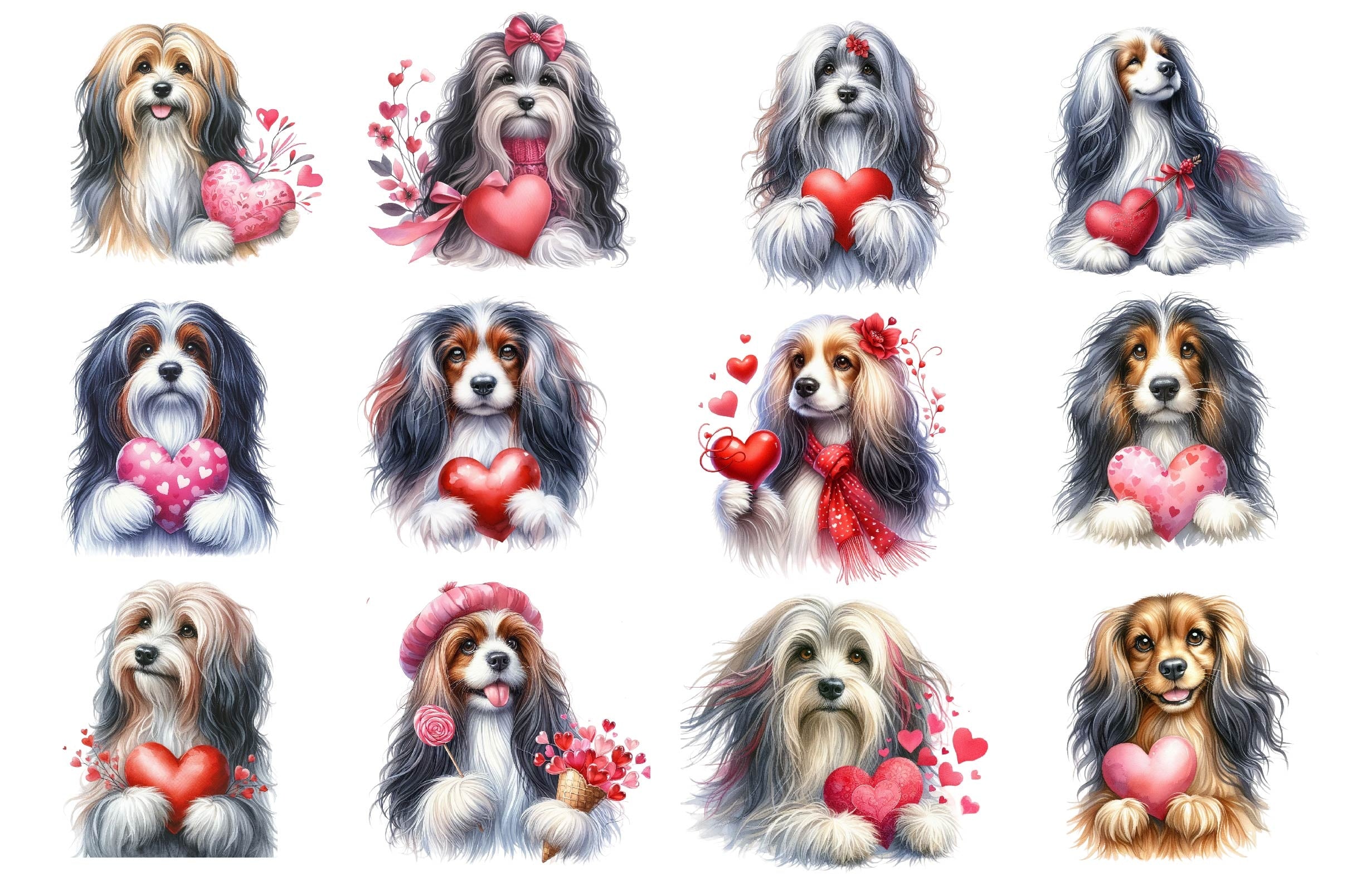 Cute Valentine Dogs Clipart Bundle