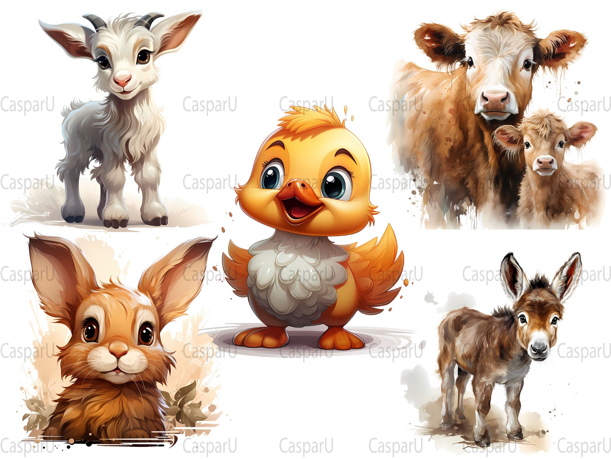 Cute Farm Animals Clipart - CraftNest