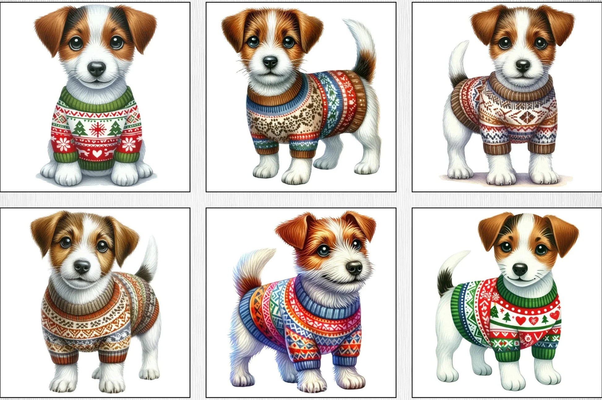 Christmas Jack Russell Terrier Clipart Bundle - CraftNest - Digital Crafting and Art