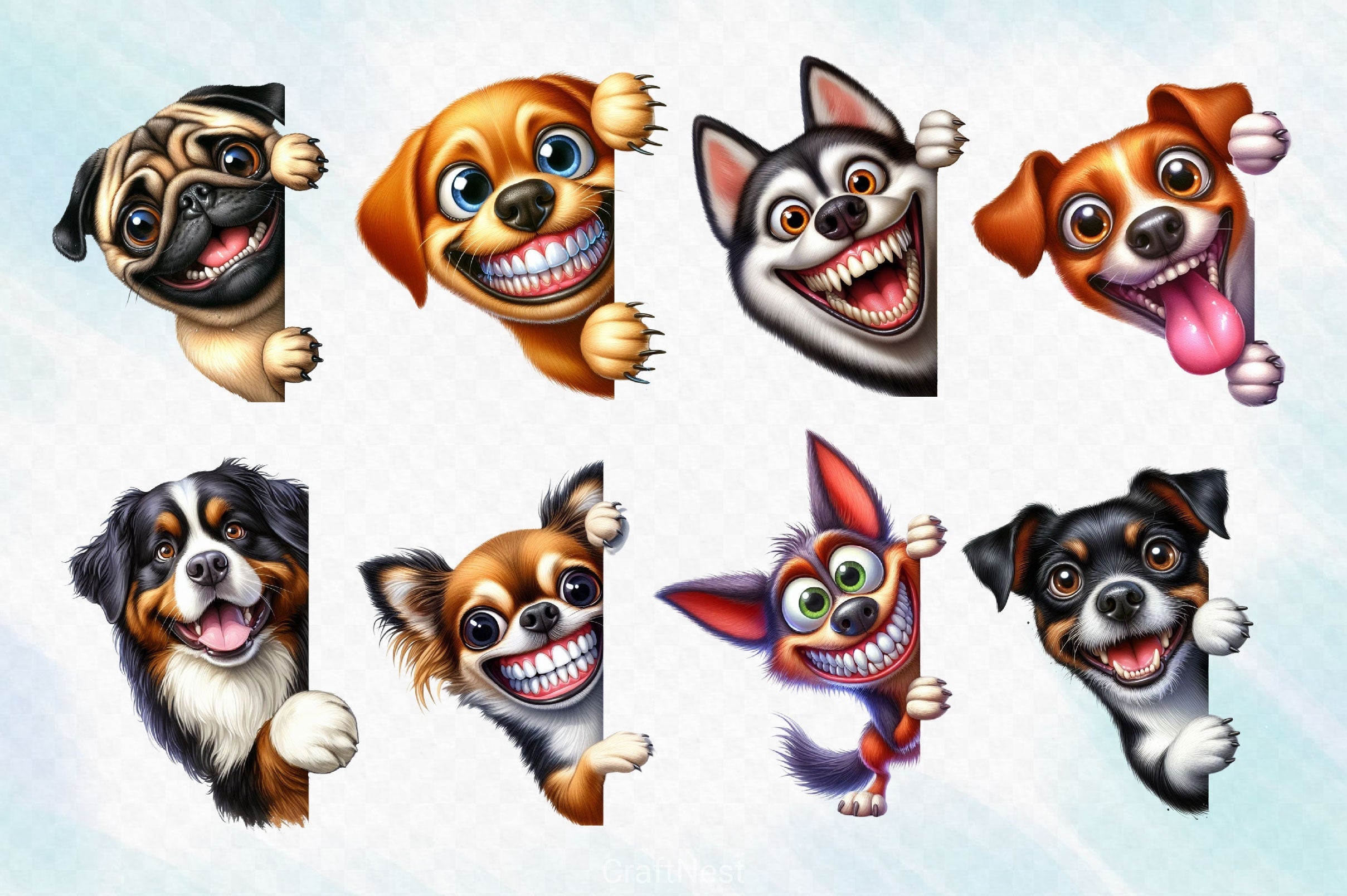 Funny Animals Peeking Around Corner Clipart Bundle 5