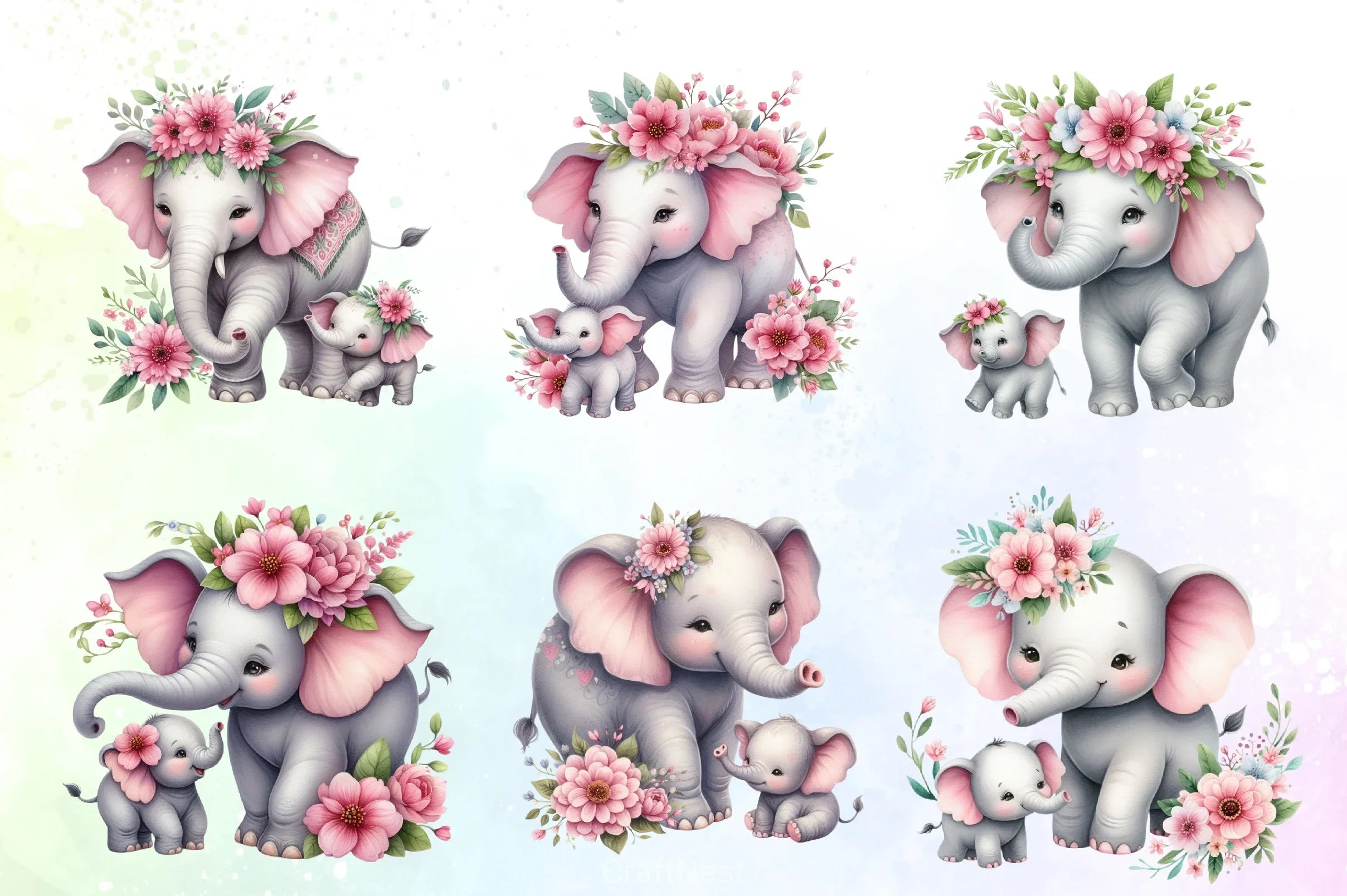 Mother's Day Elephant Clipart Bundle - CraftNest - Digital Crafting and Art