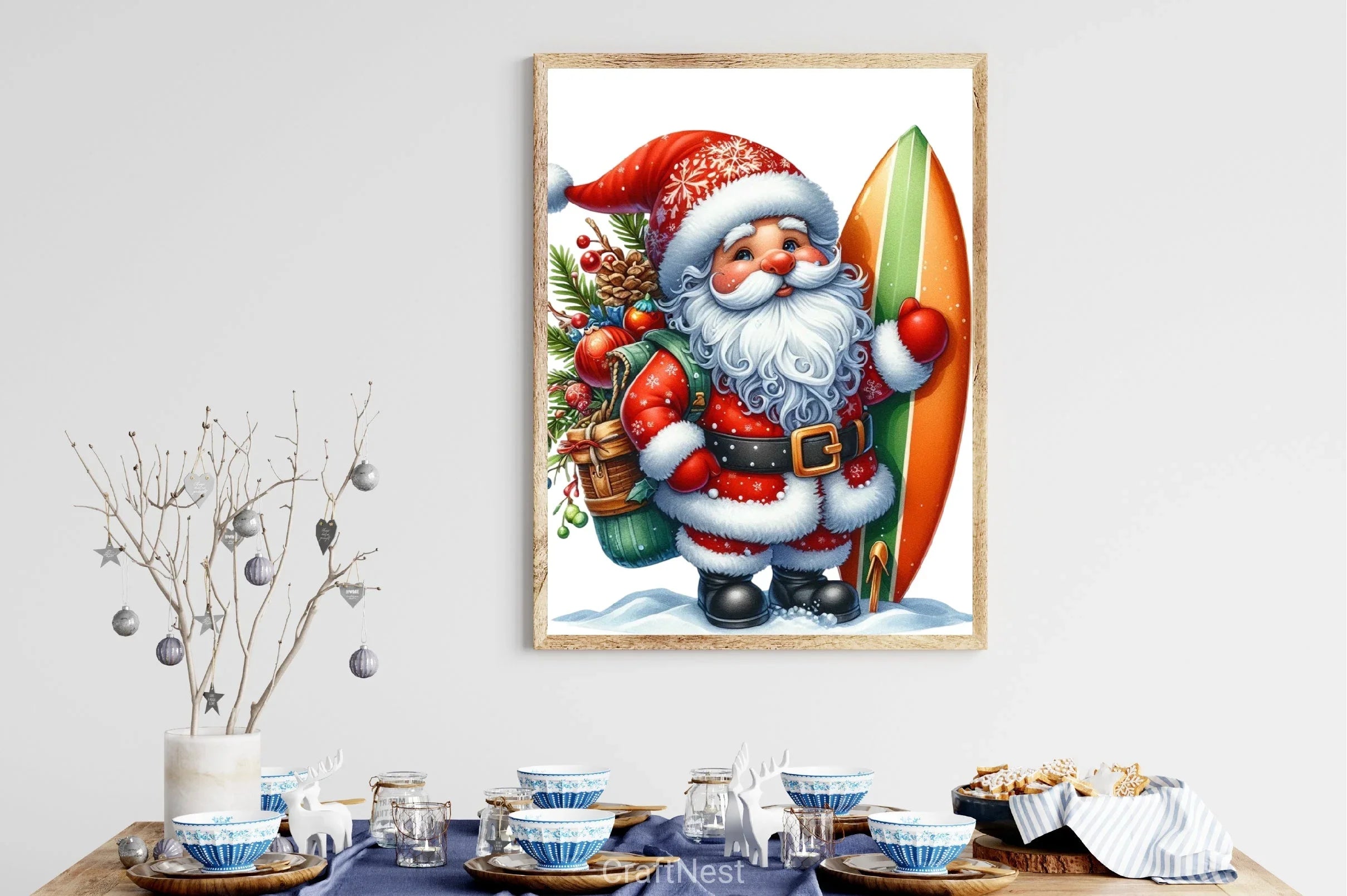 Christmas Santa Surfboard Clipart Bundle - CraftNest - Digital Crafting and Art