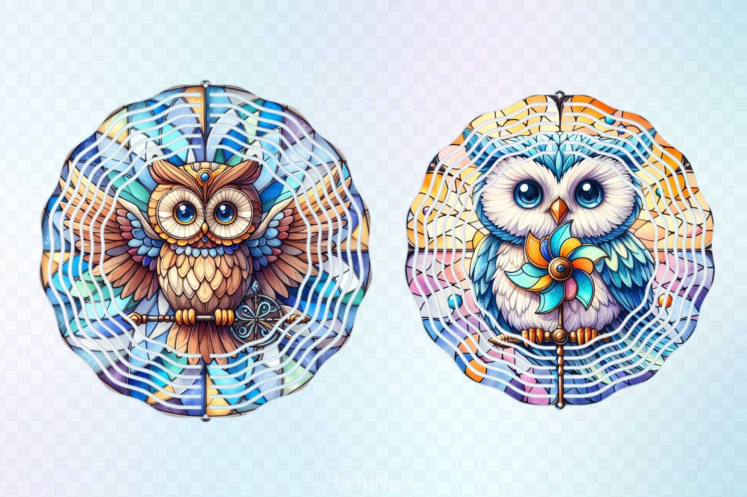 Stained Glass Owl Clipart Bundle 4