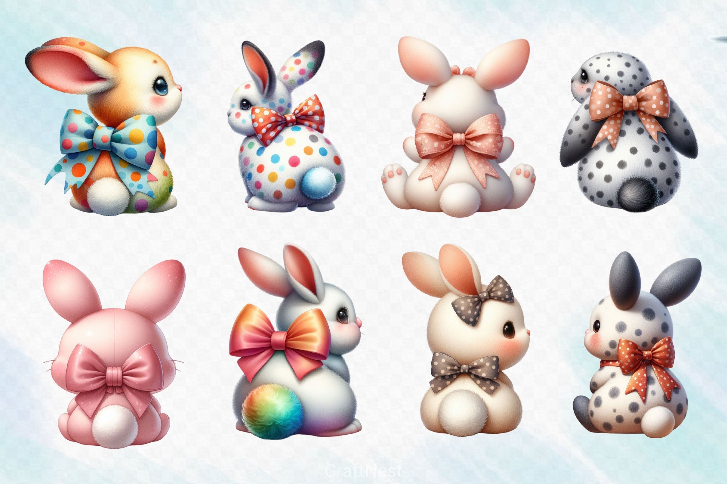 Funny Bunny Butt Clipart Bundle