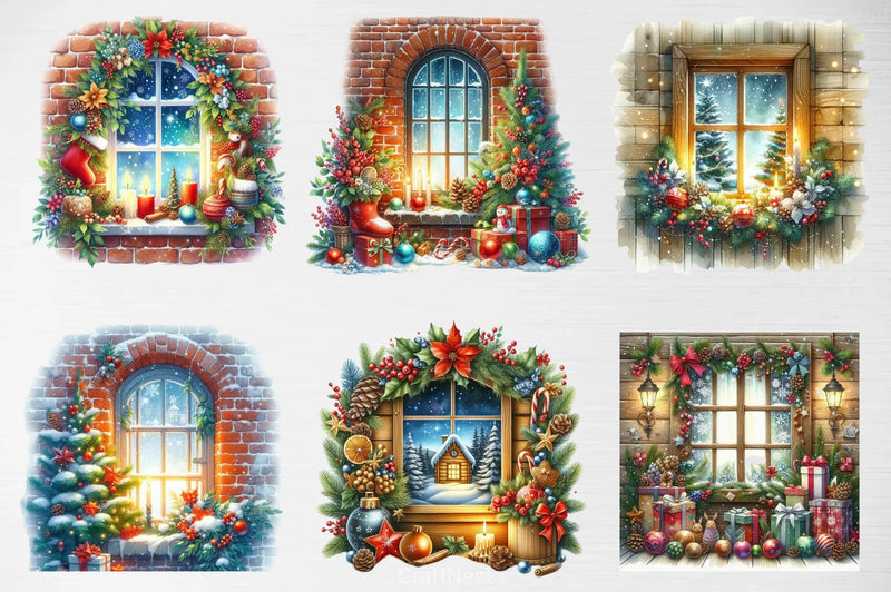 Christmas Window Clipart Bundle - CraftNest - Digital Crafting and Art