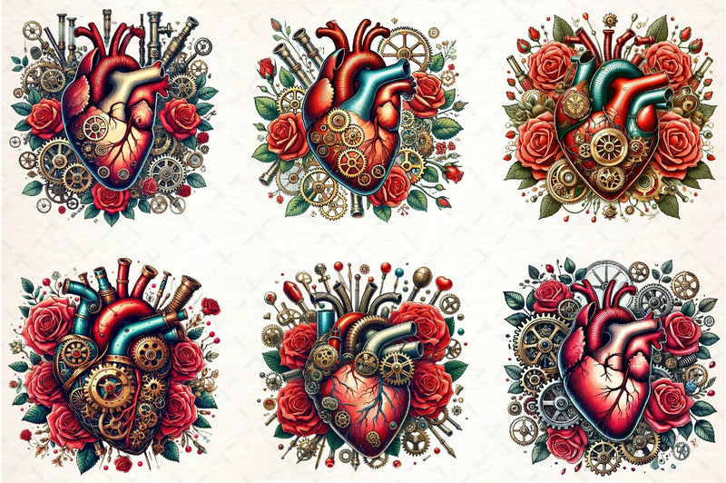 Steampunk Heart Clipart Bundle - CraftNest - Digital Crafting and Art