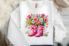 Pink Boots Spring Flowers Clipart Bundle - CraftNest - Digital Crafting and Art