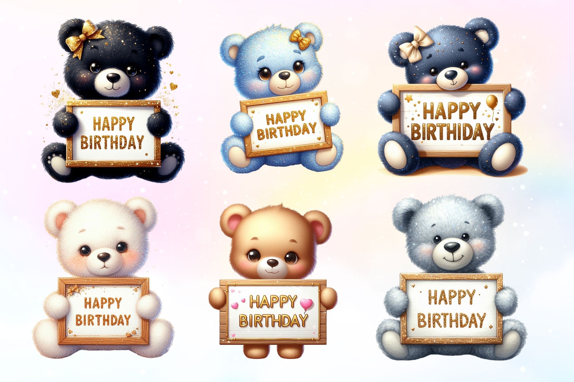 Birthday Teddy Bear Clipart Bundle 2