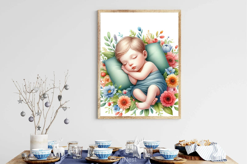 Baby Sleeping Flowers Clipart Bundle - CraftNest - Digital Crafting and Art