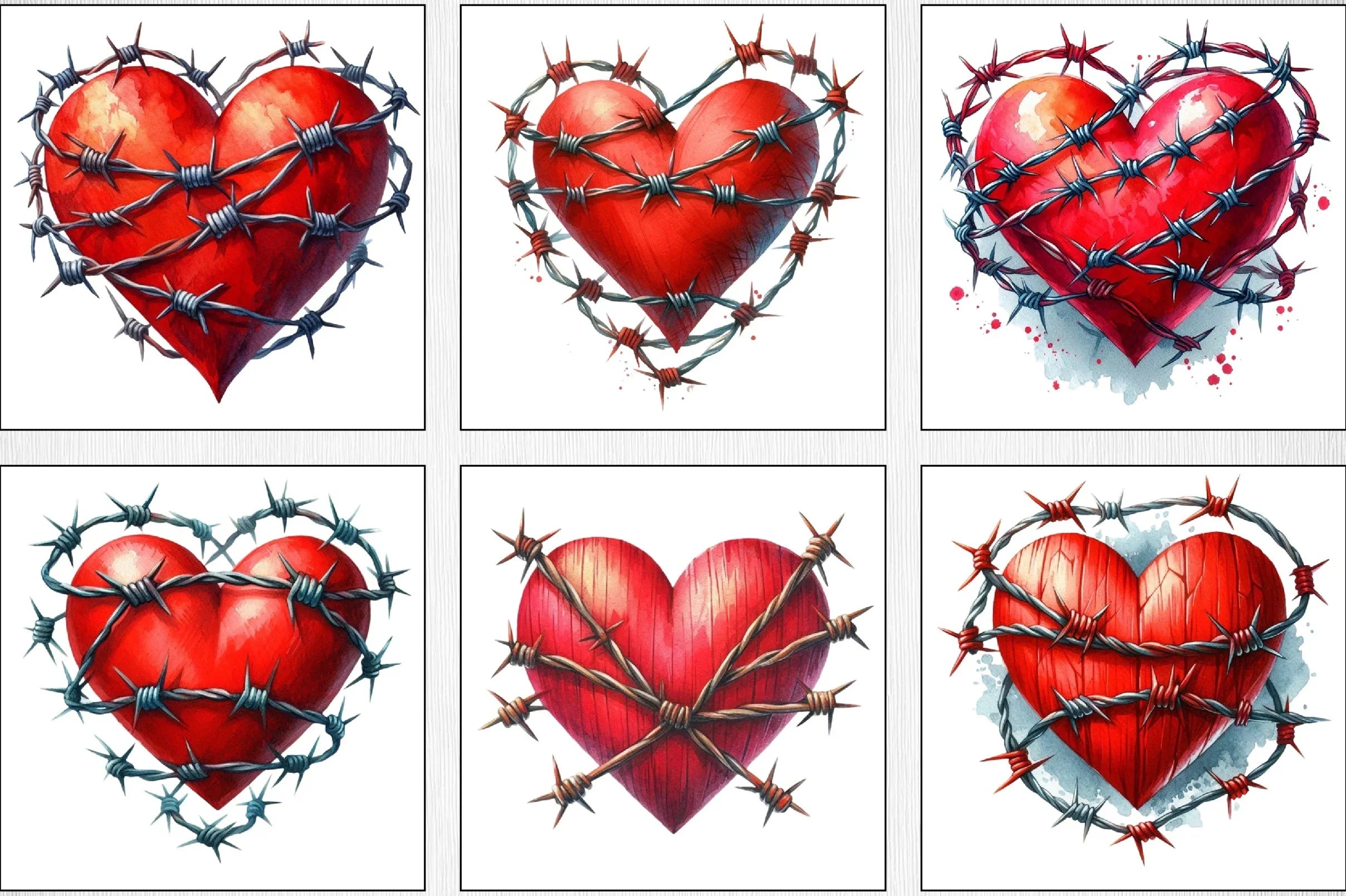 Valentine Barbed Wire Heart Clipart Bundle - CraftNest - Digital Crafting and Art