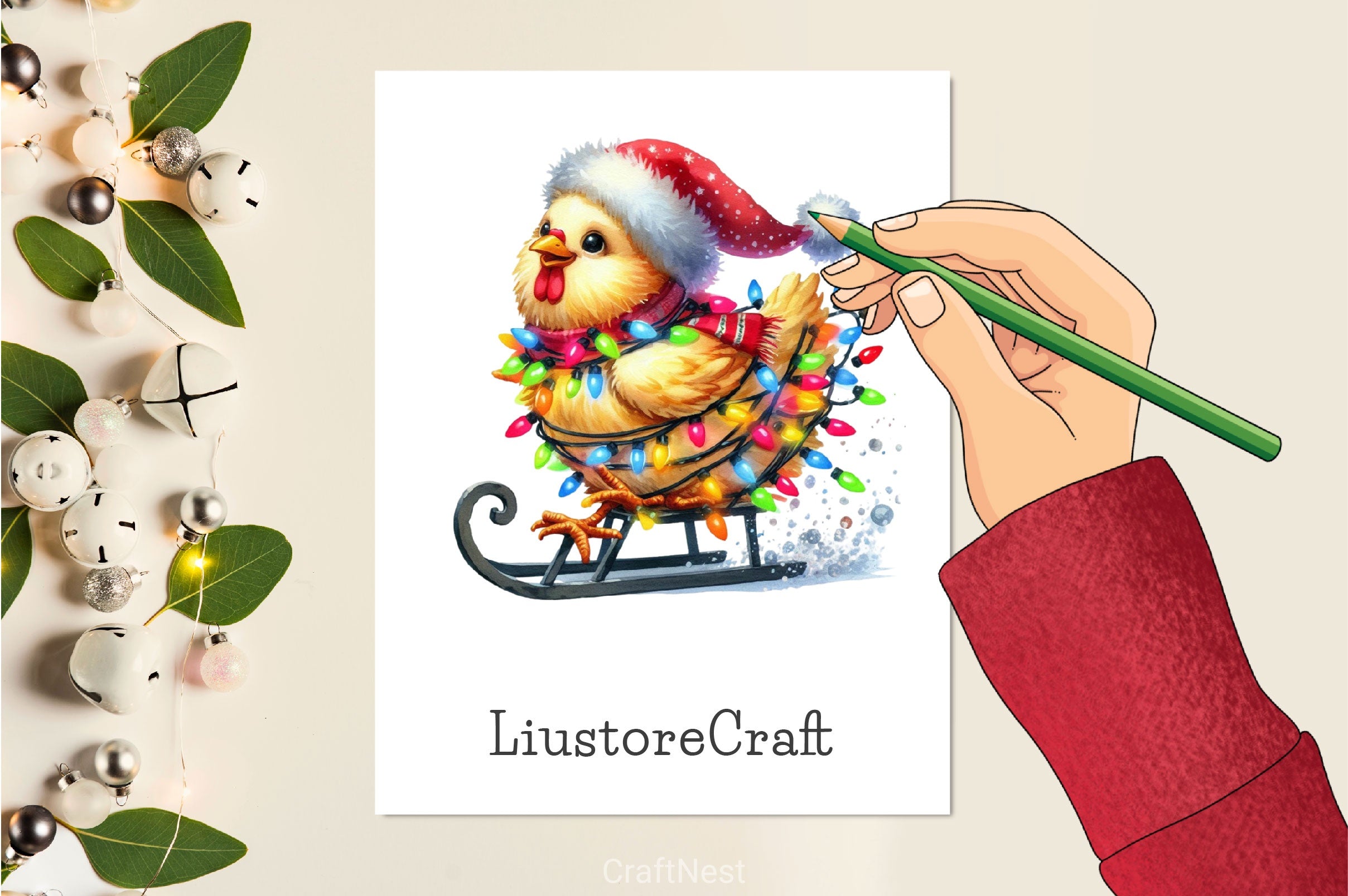 Christmas Funny Chicken Clipart Bundle 2