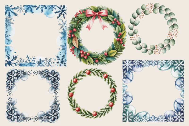 Christmas Frames Clipart - CraftNest - Digital Crafting and Art