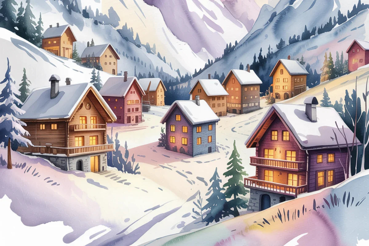 Snowy Mountain Villages Background Papers - CraftNest - Digital Crafting and Art