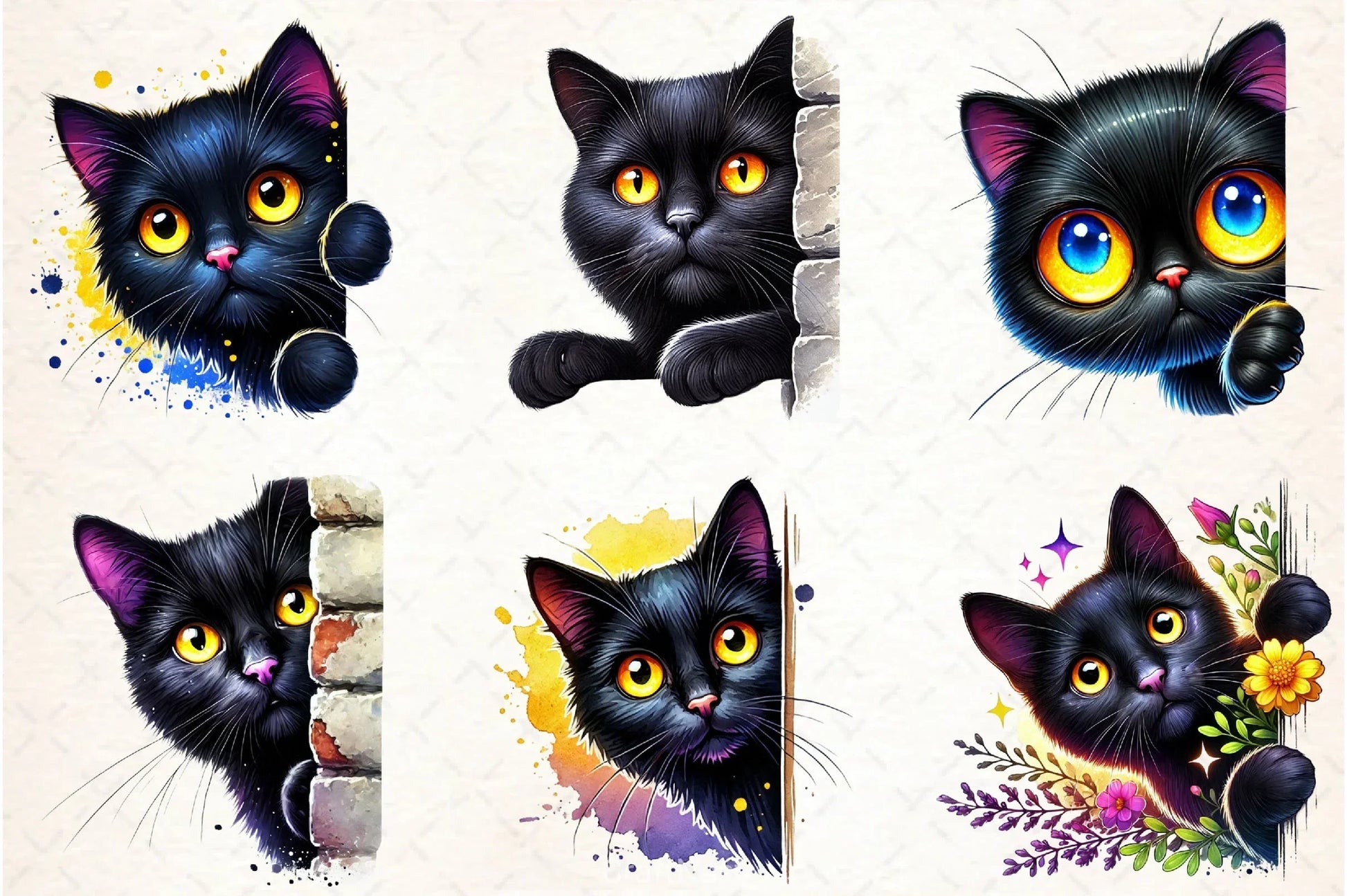 Black Cat Peeking Clipart Bundle - CraftNest - Digital Crafting and Art