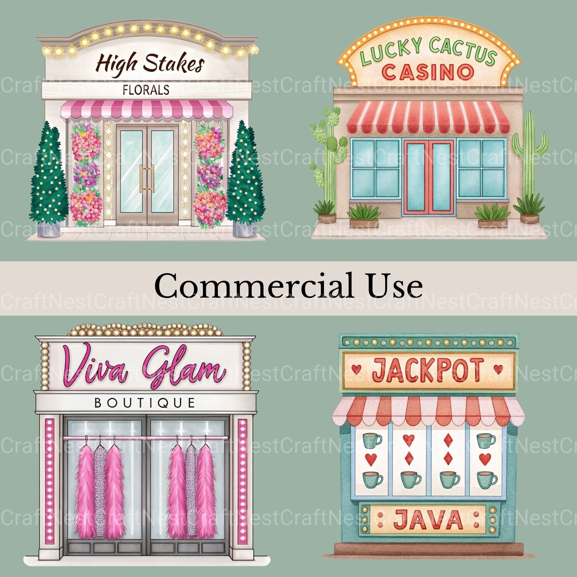 Village Shops Las Vegas Clipart Bundle