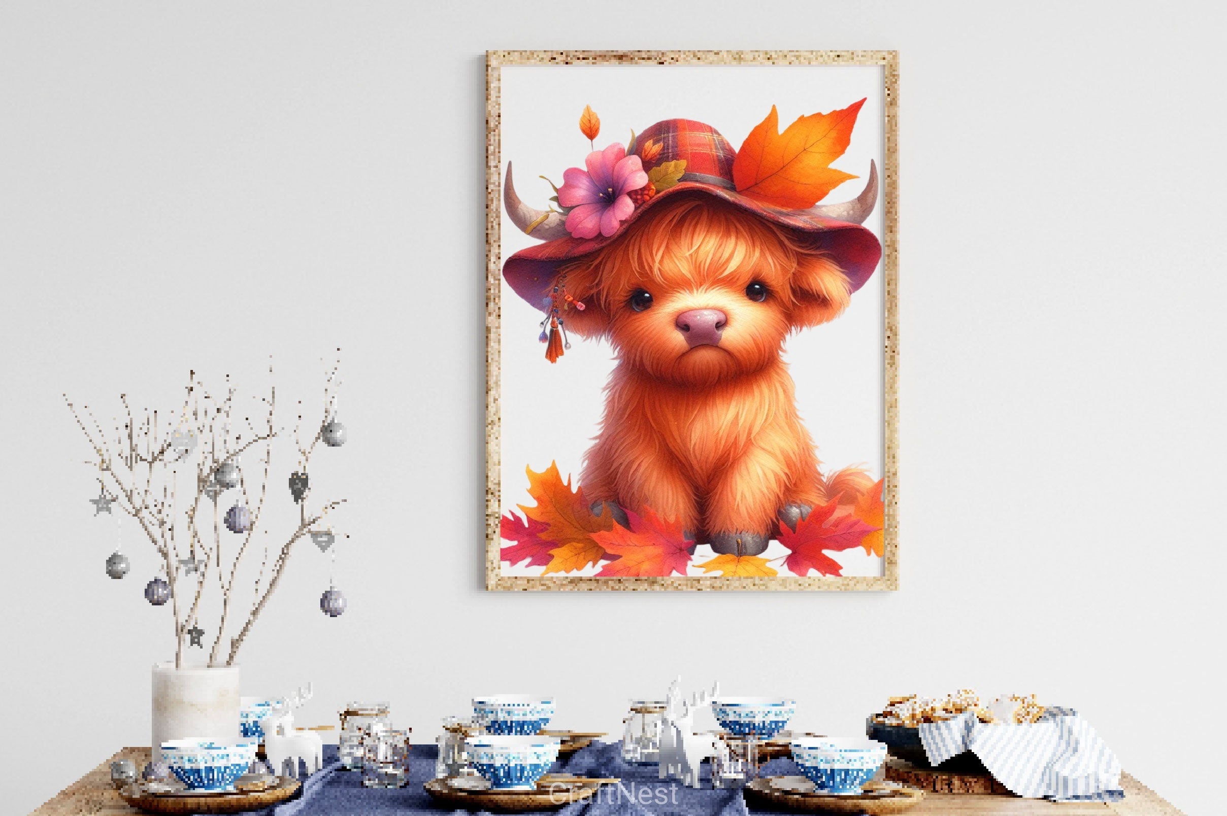 Autumn Highland Cow Clipart Bundle 2