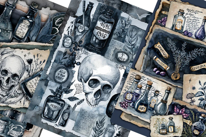 Gothic Apothecary Junk Journal Papers - CraftNest - Digital Crafting and Art