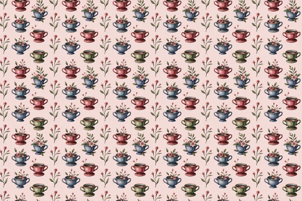 Teacups Seamless Papers - CraftNest - Digital Crafting and Art