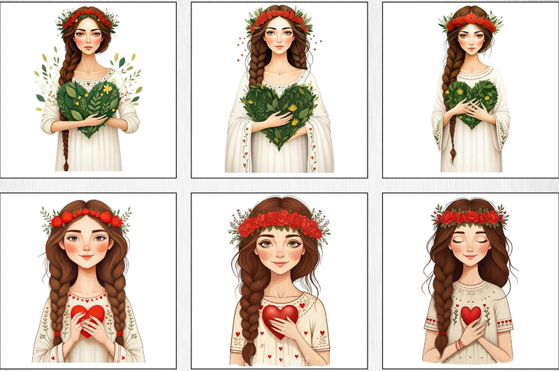 Beautiful Girl Heart Clipart Bundle - CraftNest - Digital Crafting and Art
