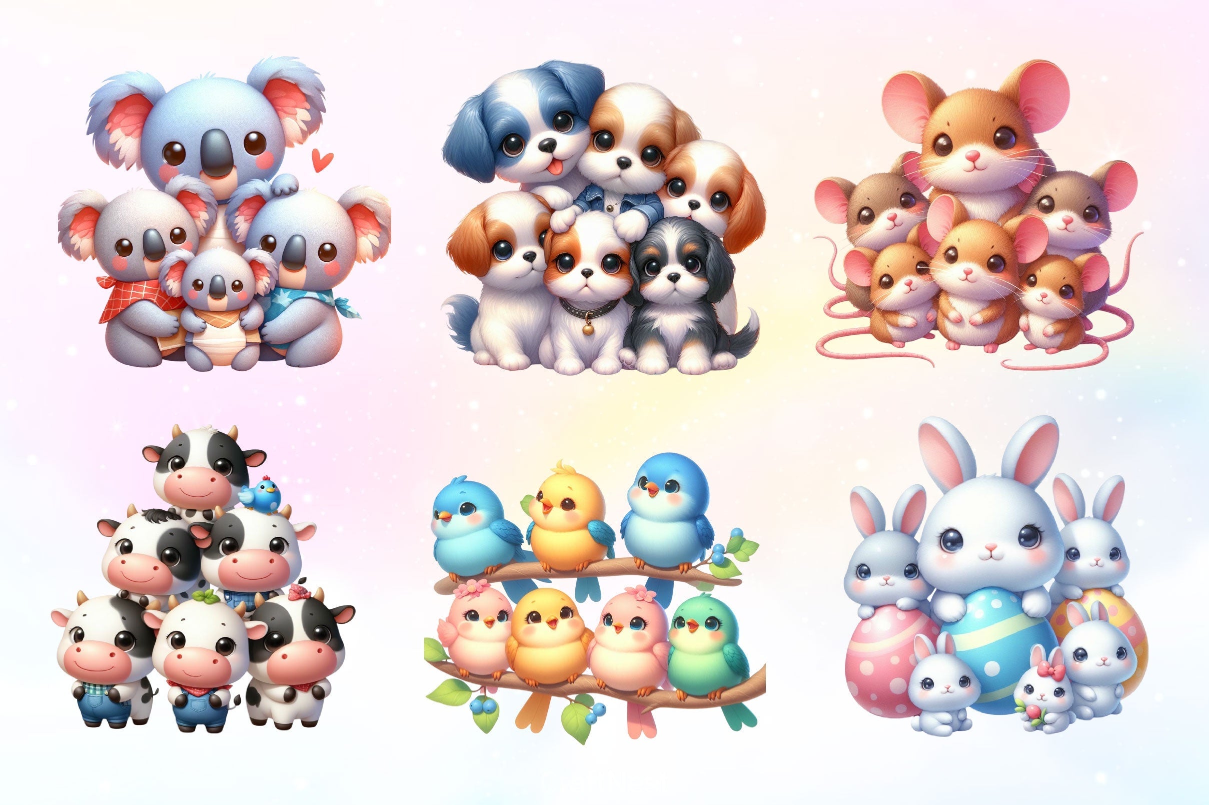 Cute Animals Together Clipart Bundle