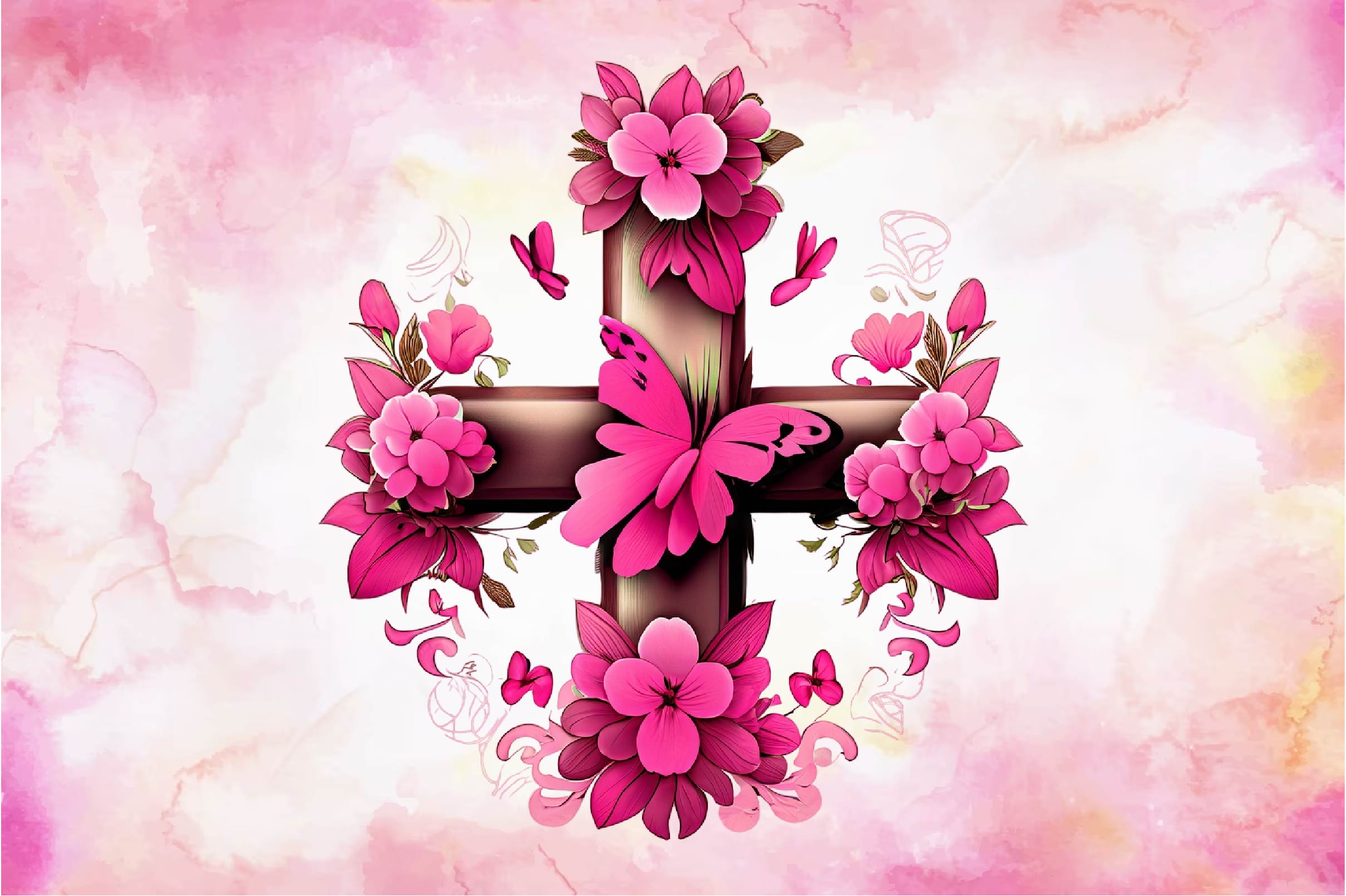 Pink Cross Flower Butterfly Clipart Bundle - CraftNest - Digital Crafting and Art