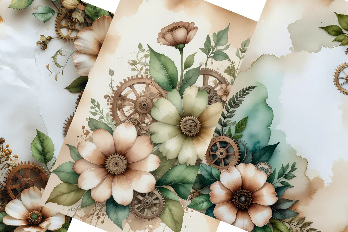 Steampunk Botanical Junk Journal Papers - CraftNest - Digital Crafting and Art