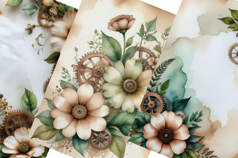 Steampunk Botanical Junk Journal Papers - CraftNest - Digital Crafting and Art