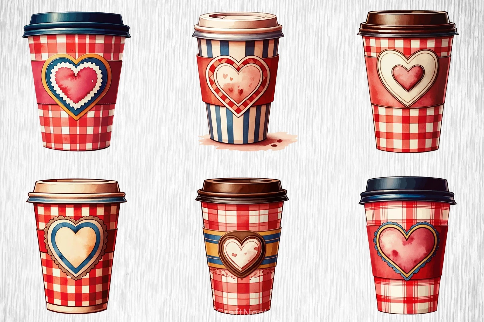 Christmas Plaid Coffee Cup Clipart Bundle - CraftNest - Digital Crafting and Art
