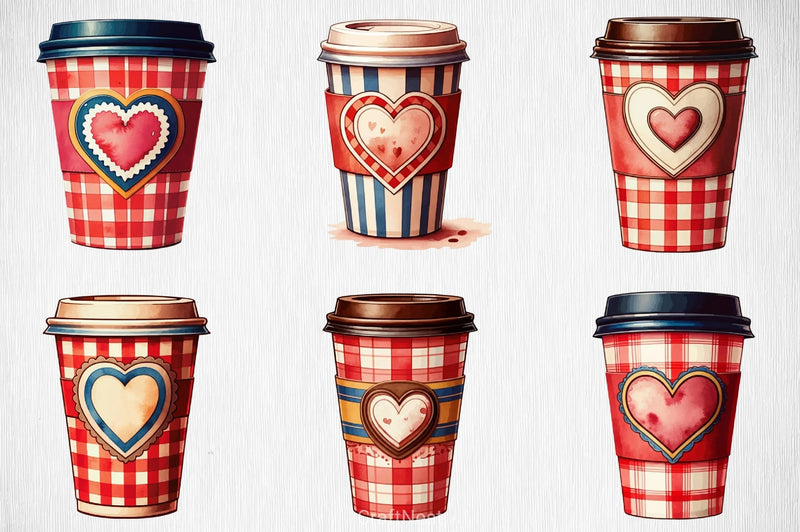 Christmas Plaid Coffee Cup Clipart Bundle - CraftNest - Digital Crafting and Art