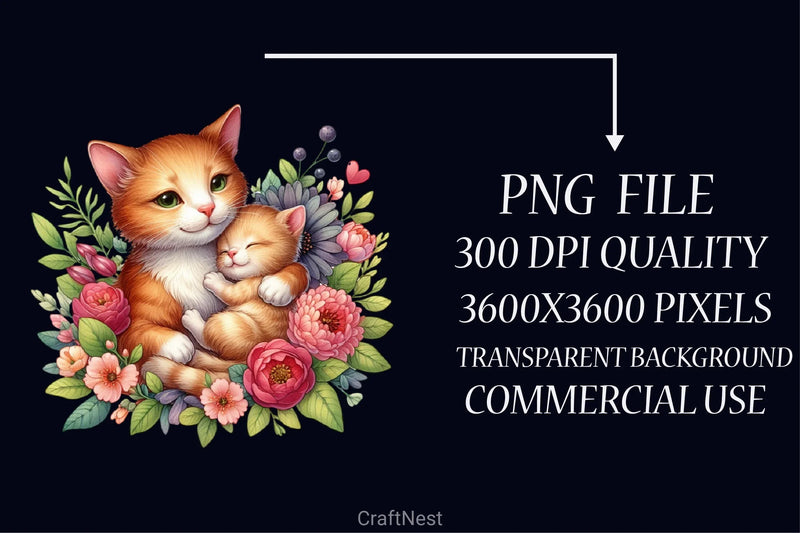 Mother's Day Cat Clipart Bundle - CraftNest - Digital Crafting and Art