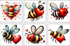 Valentine Bee Clipart Bundle - CraftNest - Digital Crafting and Art