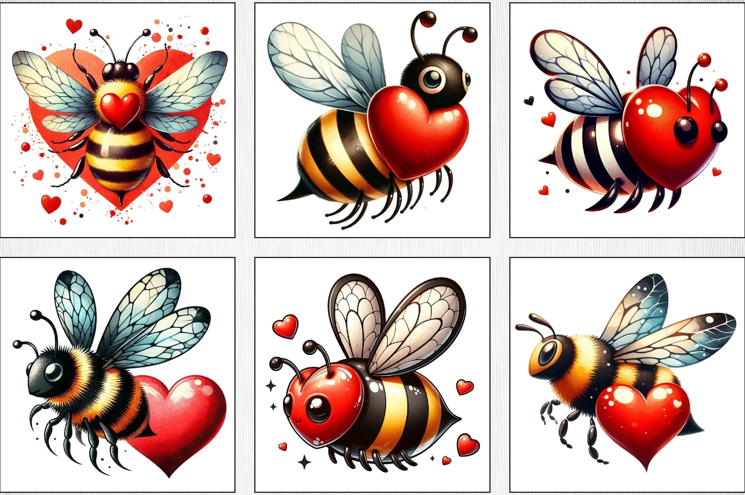 Valentine Bee Clipart Bundle - CraftNest - Digital Crafting and Art
