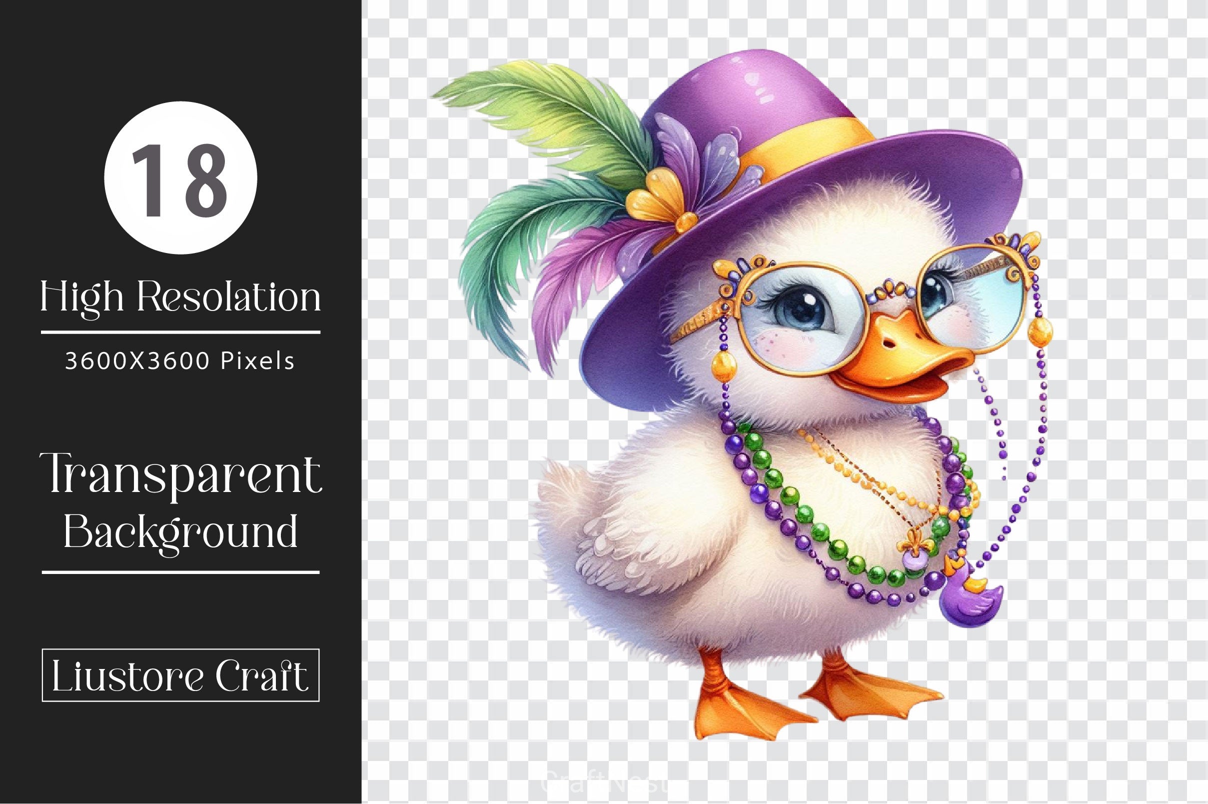 Mardi Gras Cute Duck Clipart Bundle 2