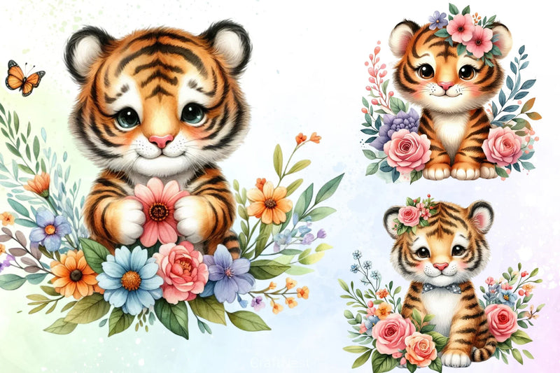 Tiger Flowers Clipart Bundle - CraftNest - Digital Crafting and Art