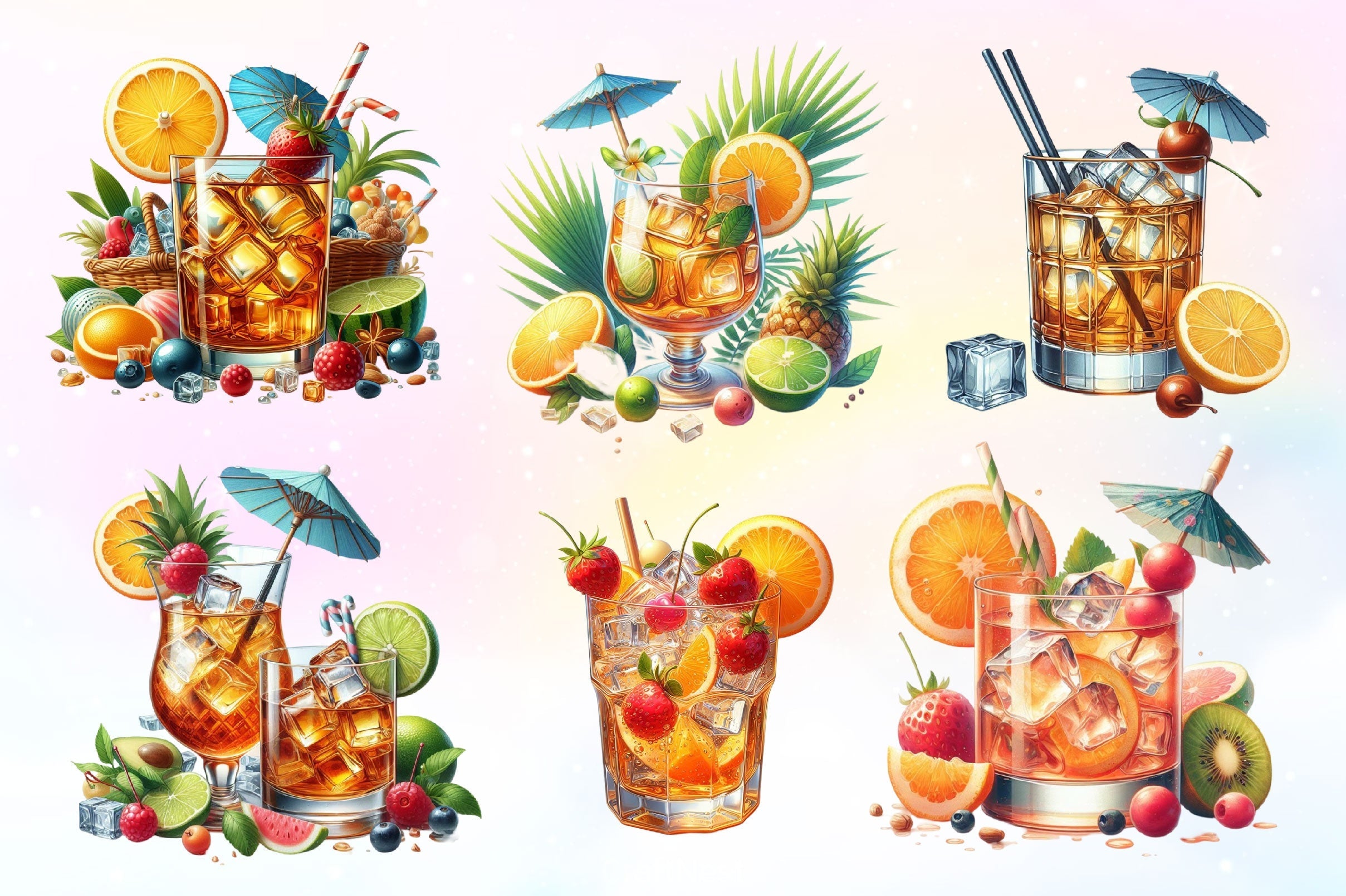 Whiskey Cocktails Clipart Bundle 2