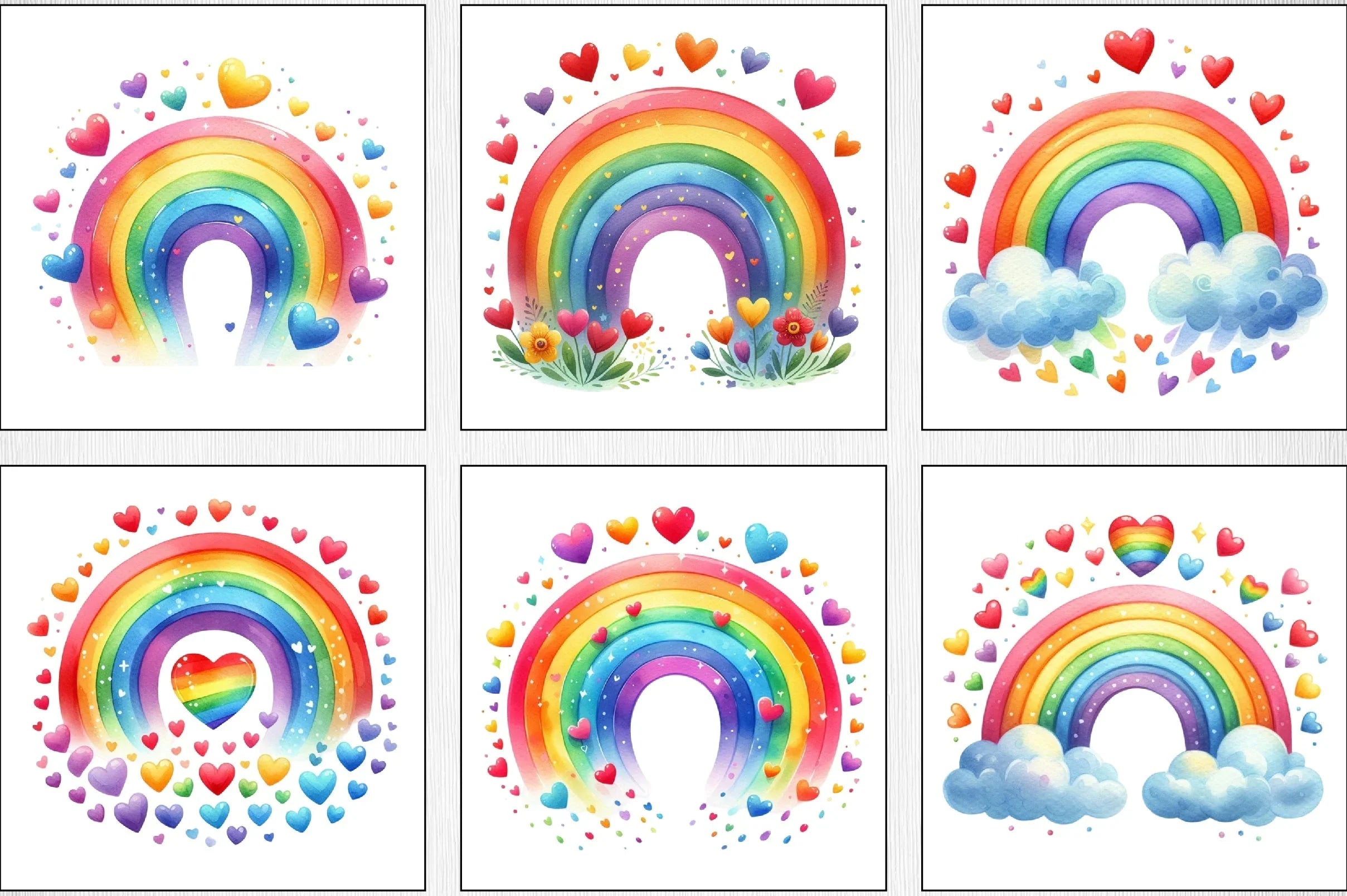 Valentine's Day Rainbow Clipart Bundle - CraftNest - Digital Crafting and Art