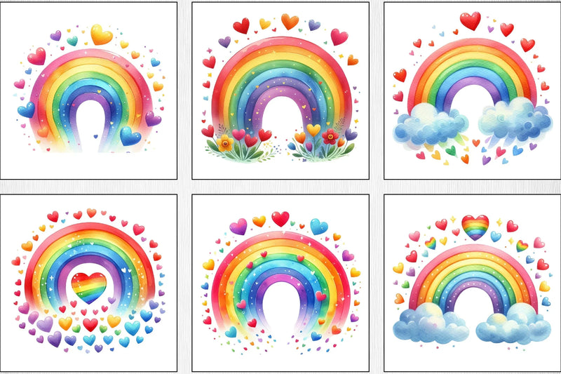 Valentine's Day Rainbow Clipart Bundle - CraftNest - Digital Crafting and Art