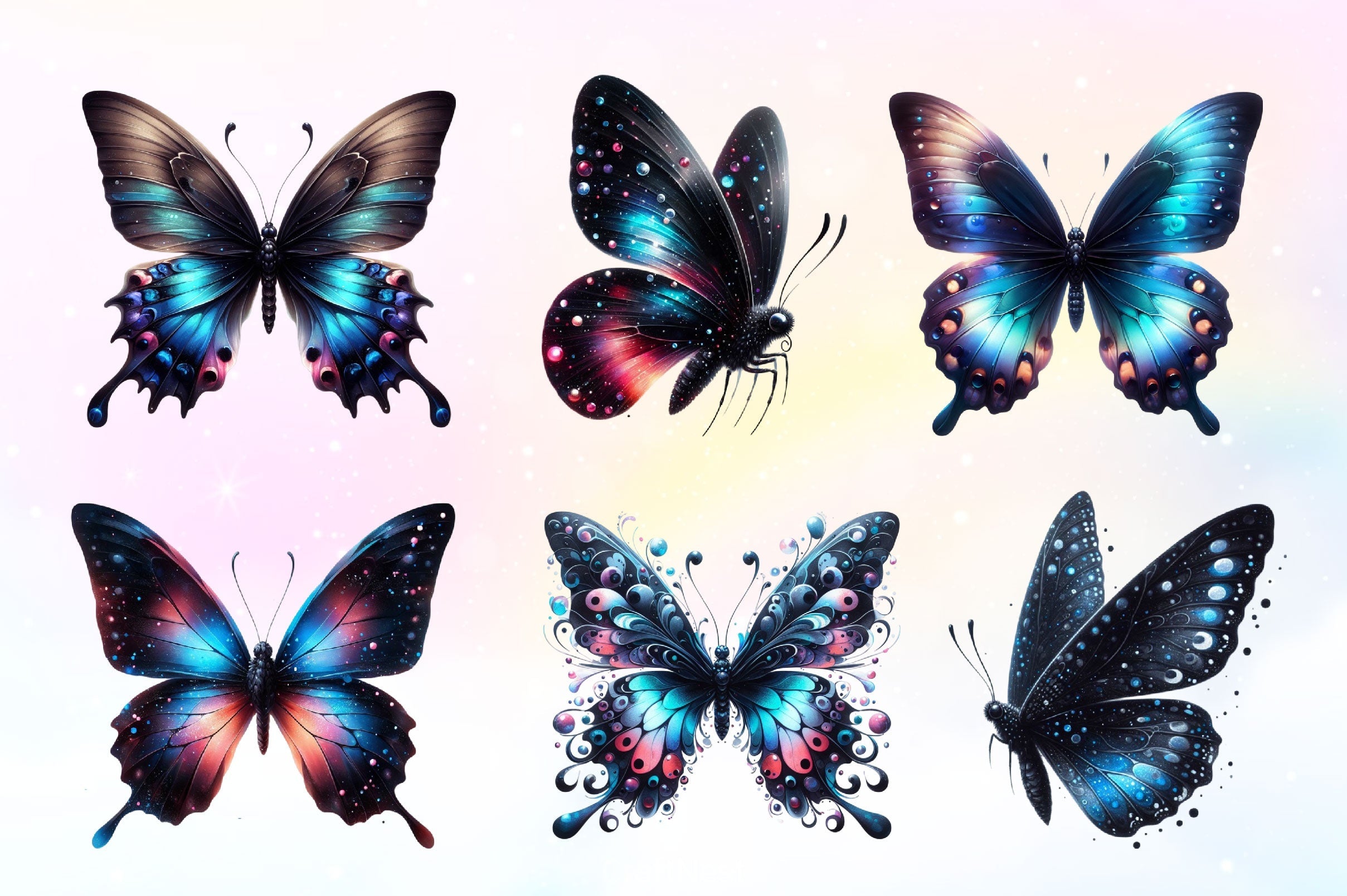 Black Butterfly Clipart Bundle 2