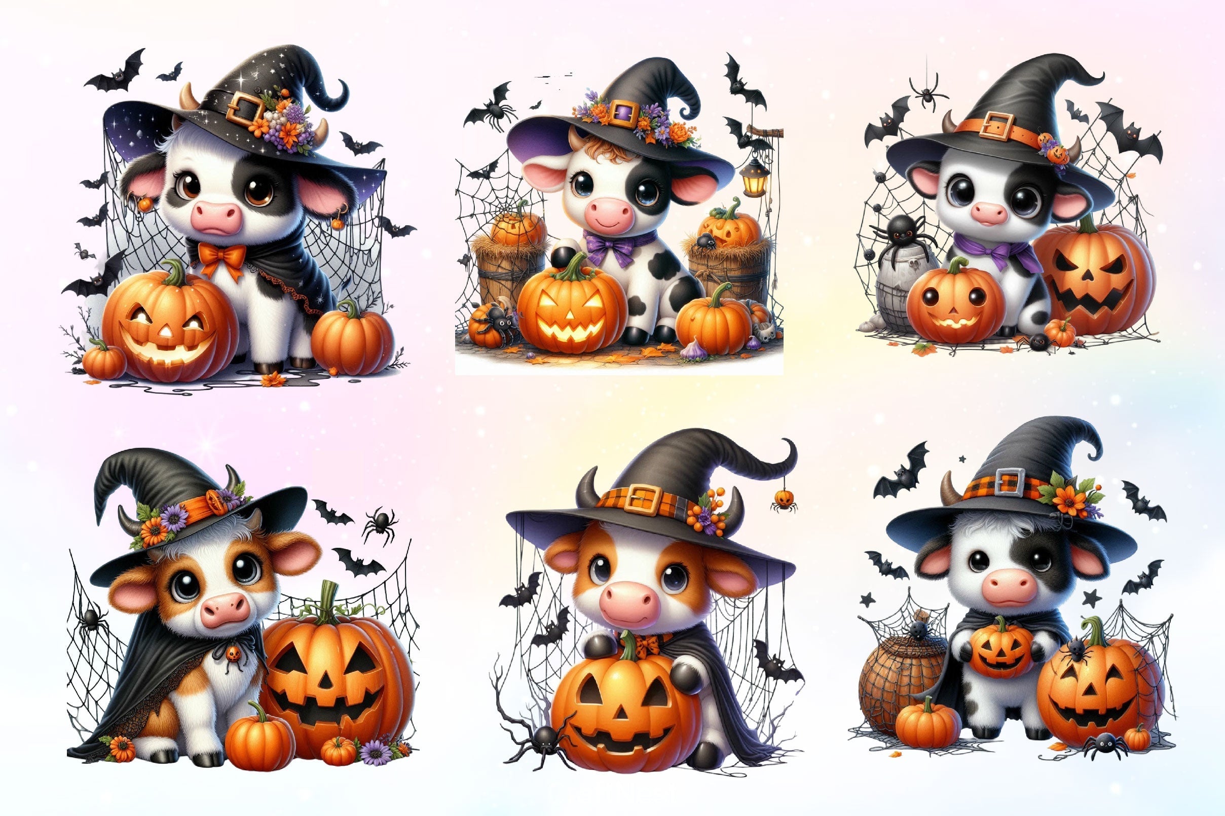 Cute Baby Cow For Halloween Clipart Bundle 2