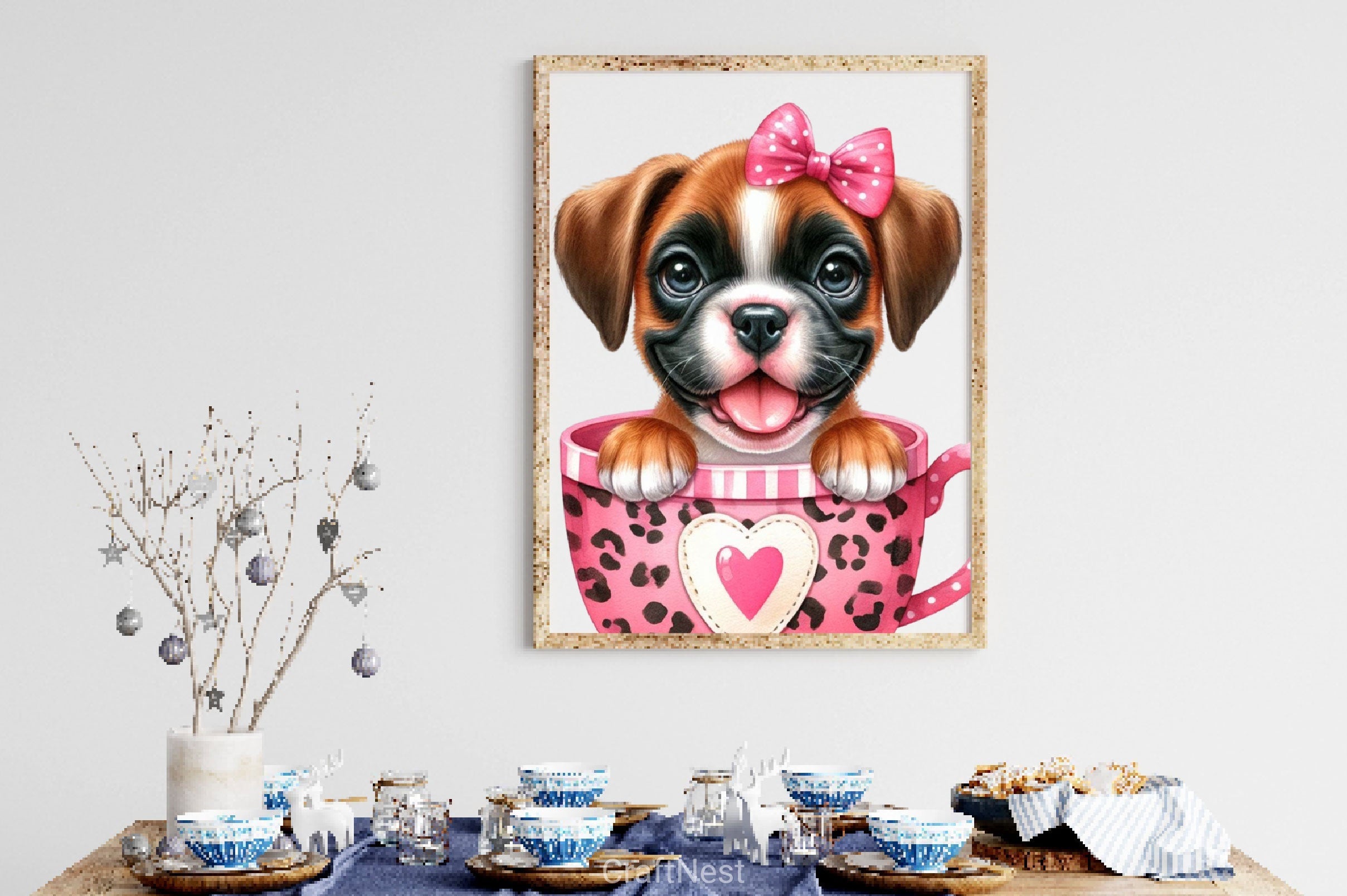 Dog Sitting In Tea Cup Clipart Bundle