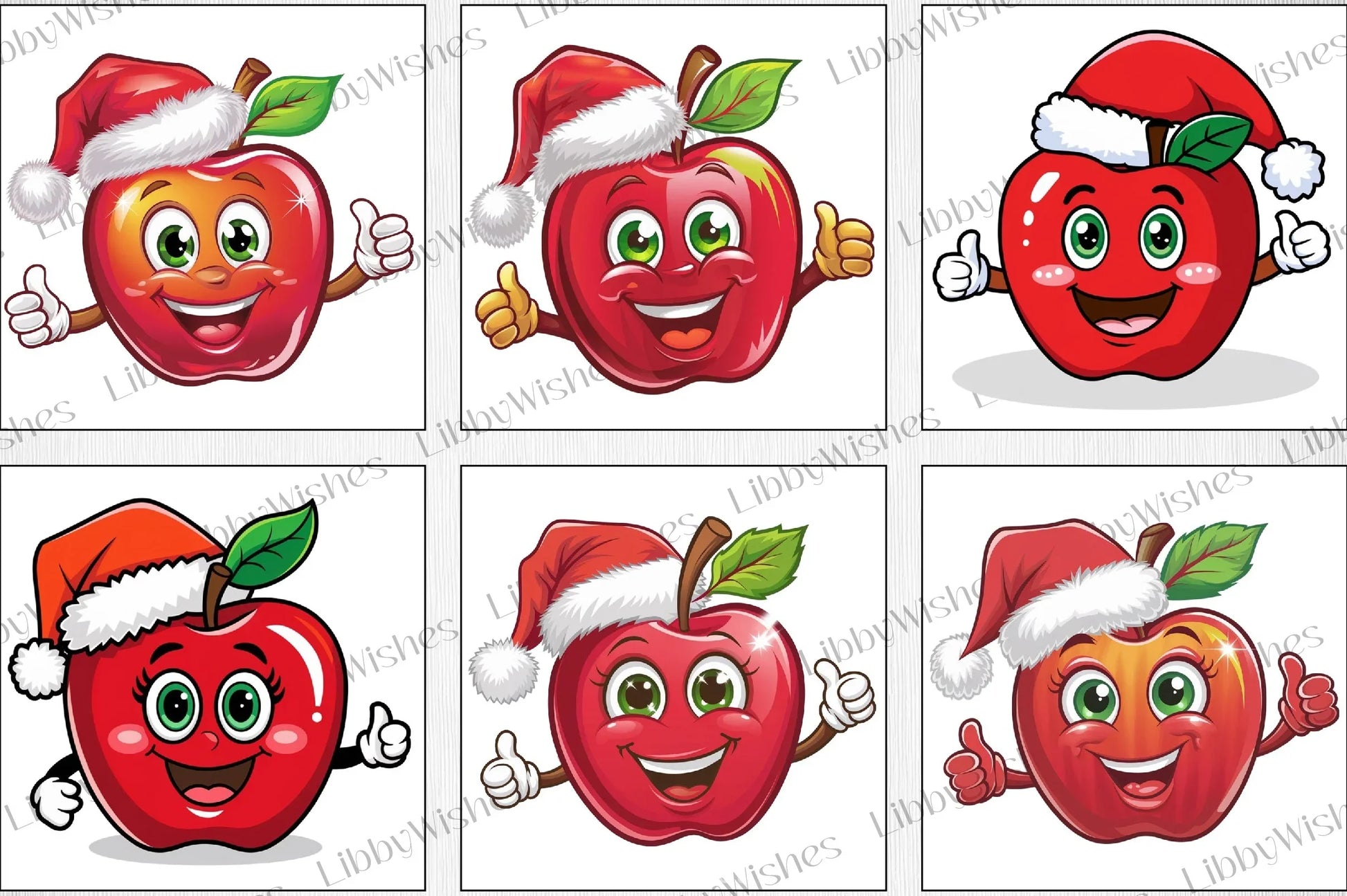 Christmas Apple Santa Hat Clipart Bundle - CraftNest - Digital Crafting and Art