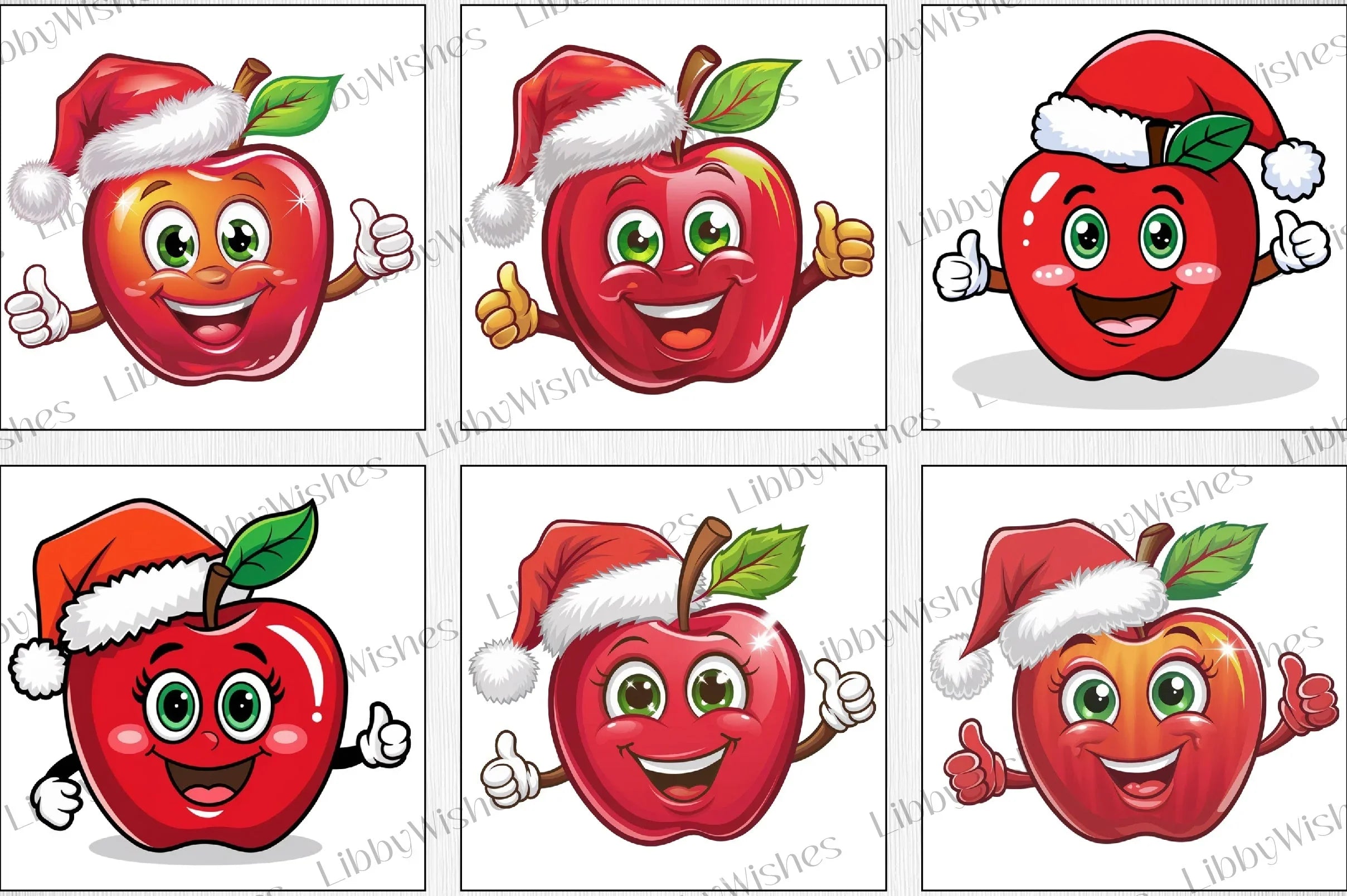 Christmas Apple Santa Hat Clipart Bundle - CraftNest - Digital Crafting and Art