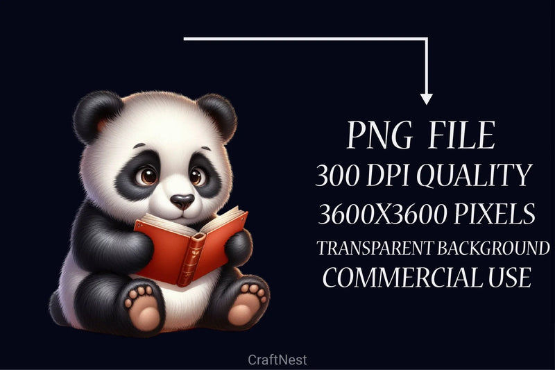 Panda Reading Book Clipart Bundle - CraftNest - Digital Crafting and Art