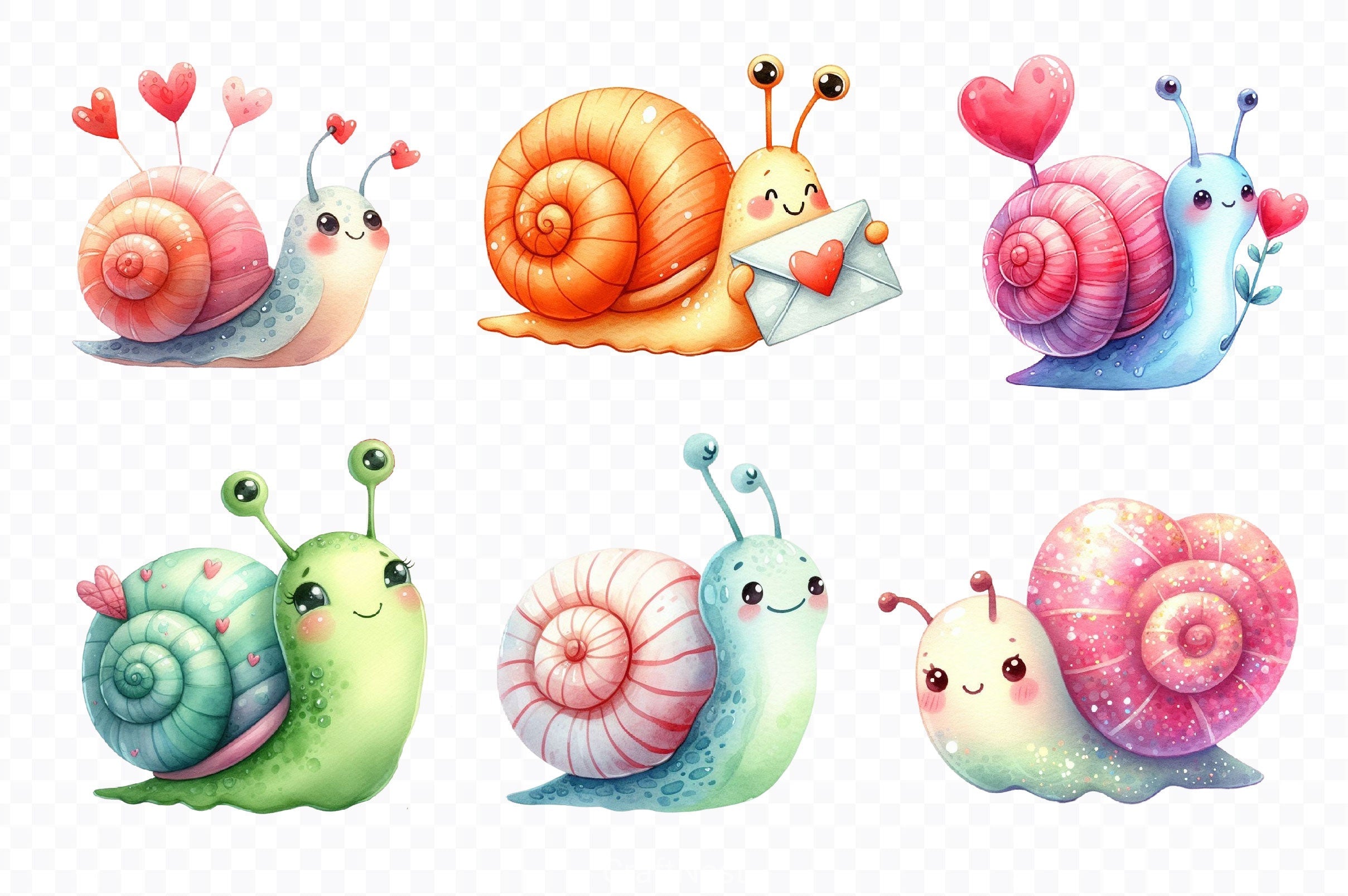 Cute Snails Clipart Bundle