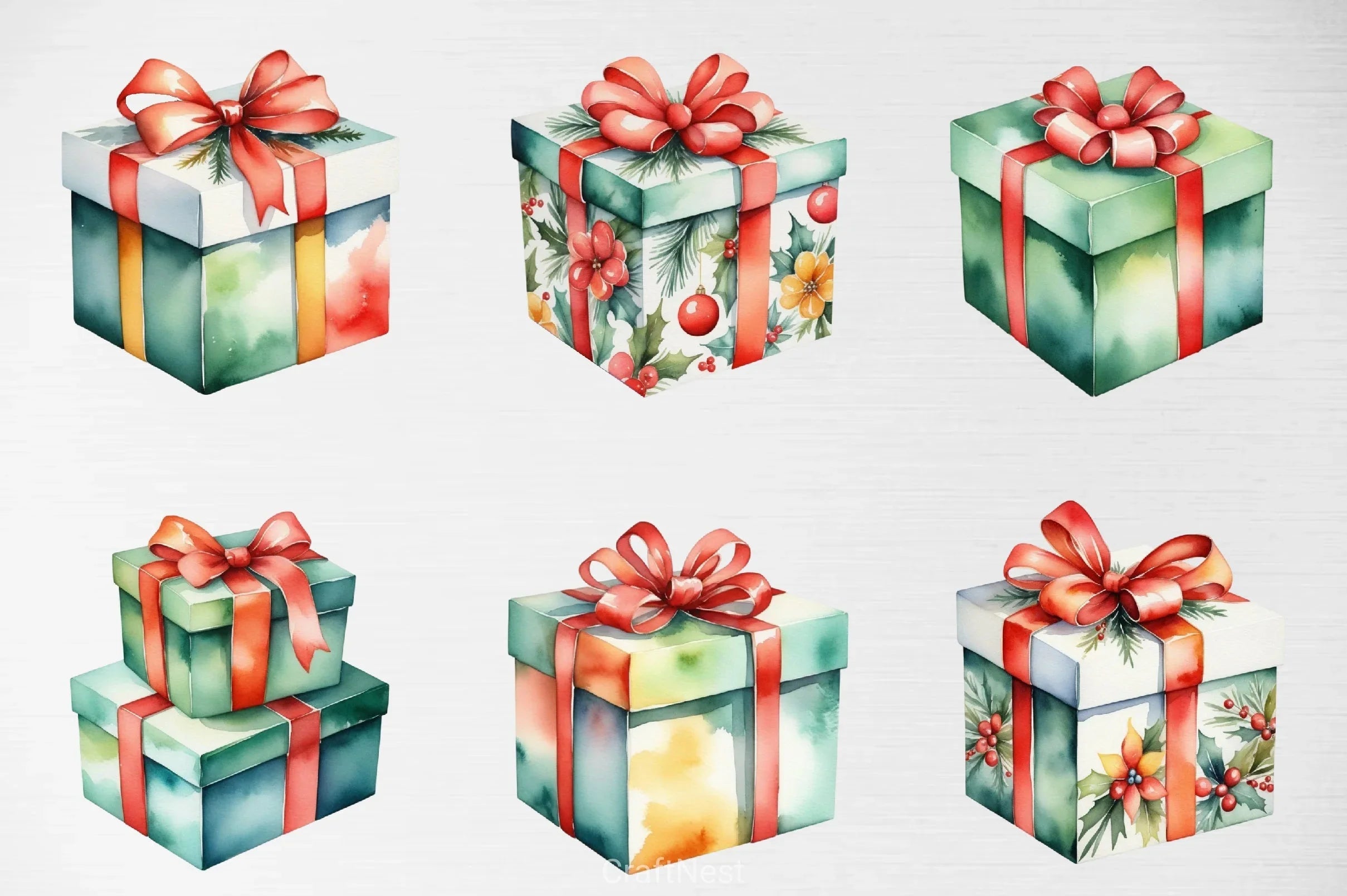 Christmas Gift Boxes Clipart Bundle - CraftNest - Digital Crafting and Art