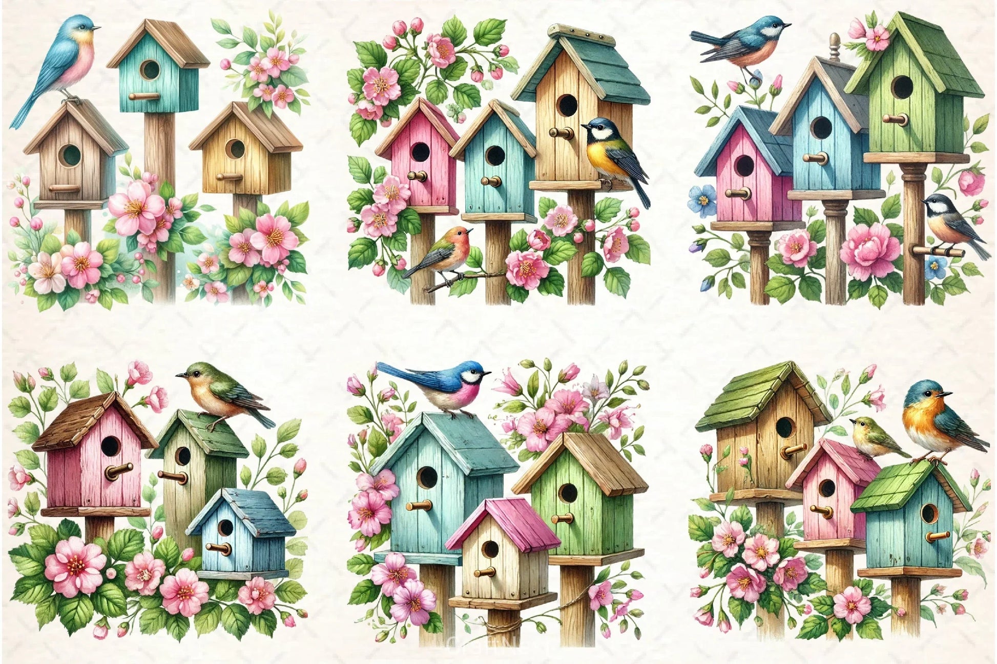 Spring Birdhouse Clipart Bundle - CraftNest - Digital Crafting and Art